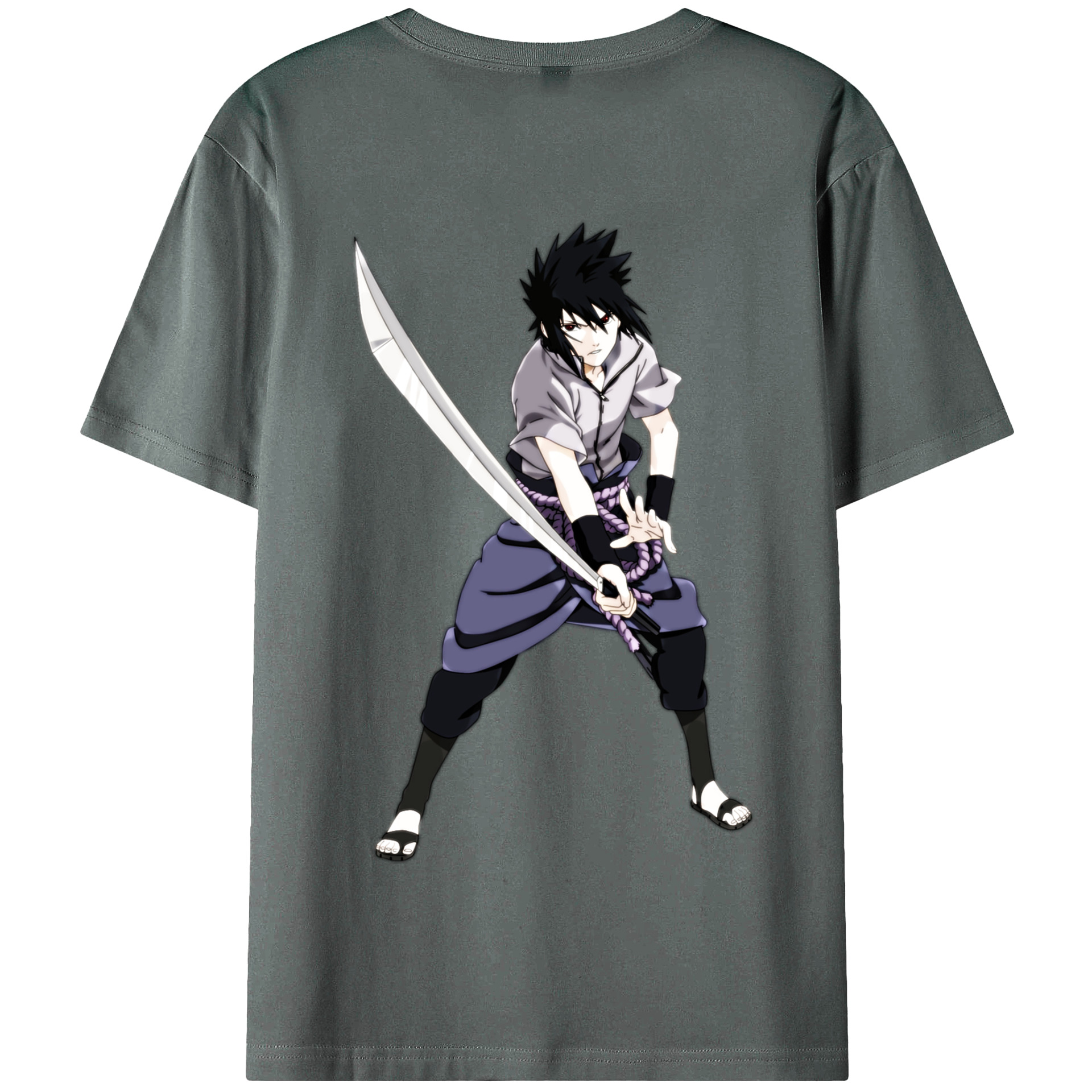 （画像用） NARUTO -ナルト- うちは サスケ Uchiha Sasuke 綿100％半袖Tシャツ（背面プリント）